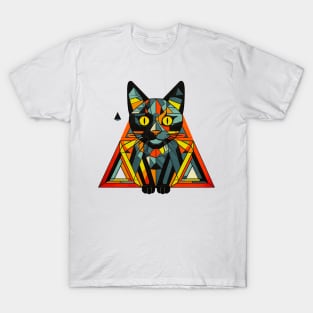 Geometric Cat Funny Abstract Cat T-Shirt